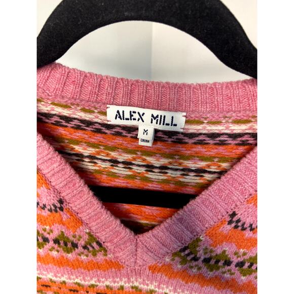 Alex Mill Francis Fair Isle Wool Vest In Peony Combo size M medium - Picture 3 of 5